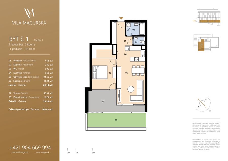 Pôdorys bytu 1 v projekte Vila Magurská