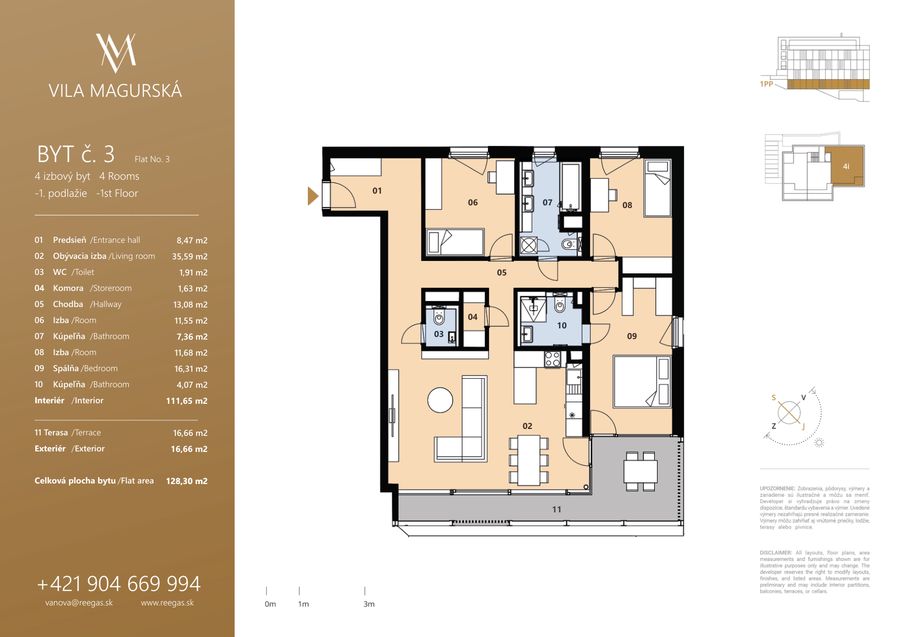 Pôdorys bytu 3 v projekte Vila Magurská