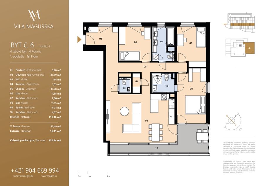 Pôdorys bytu 6 v projekte Vila Magurská