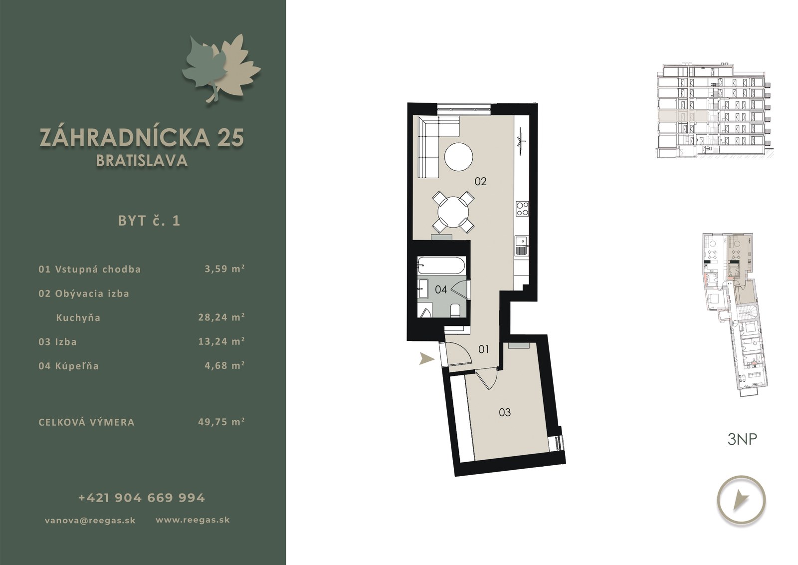 Pôdorys bytu B1 v projekte Záhradnícka 25