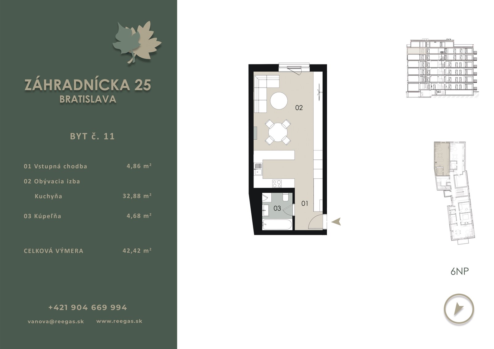 Pôdorys bytu B11 v projekte Záhradnícka 25