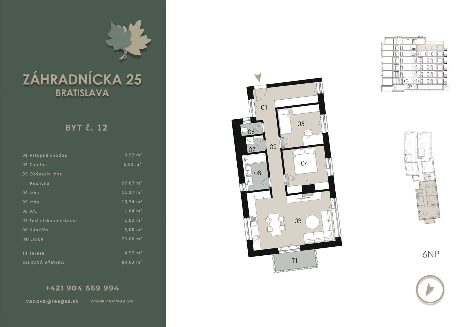 Pôdorys bytu B12 v projekte Záhradnícka 25