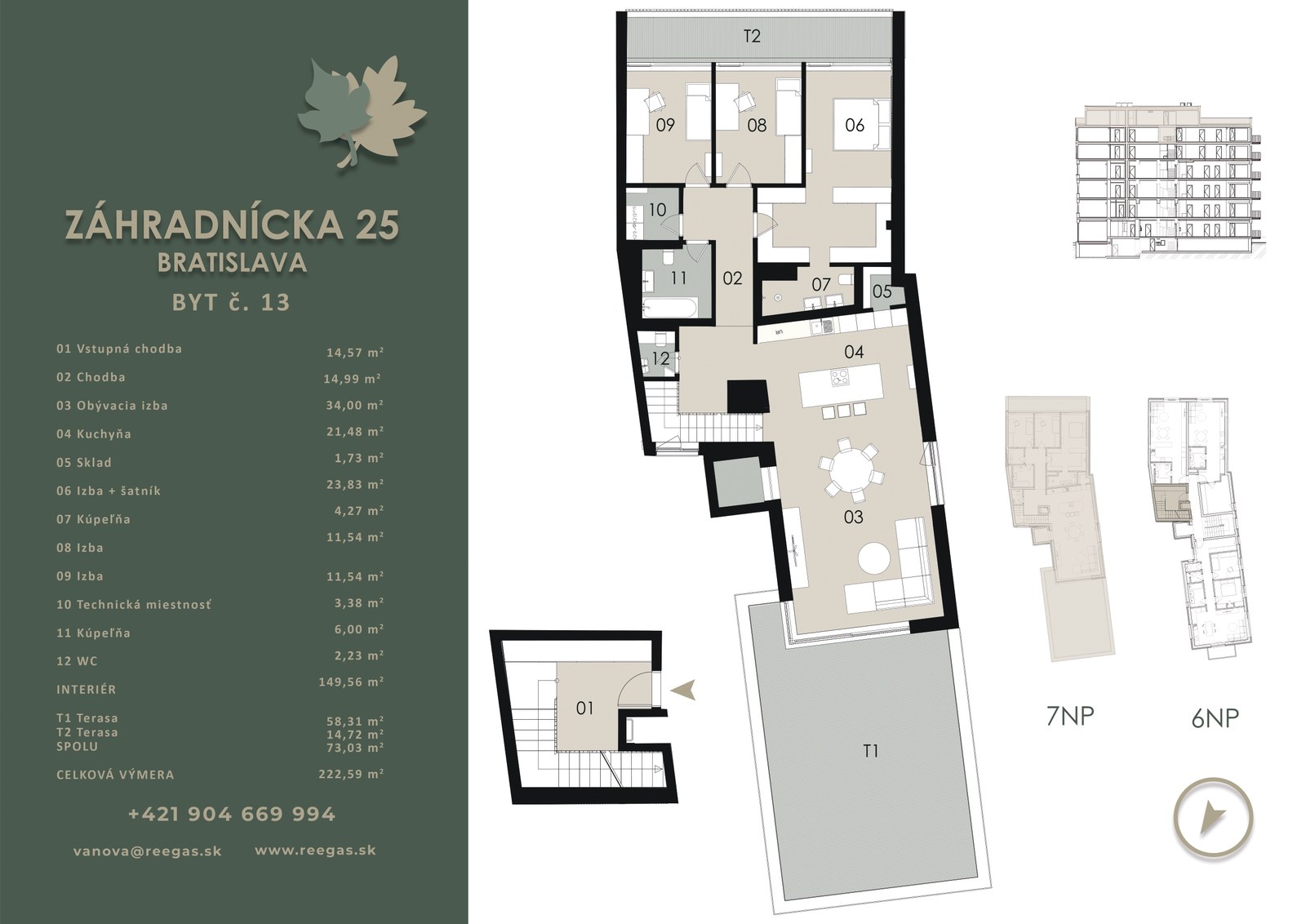 Pôdorys bytu B13 v projekte Záhradnícka 25