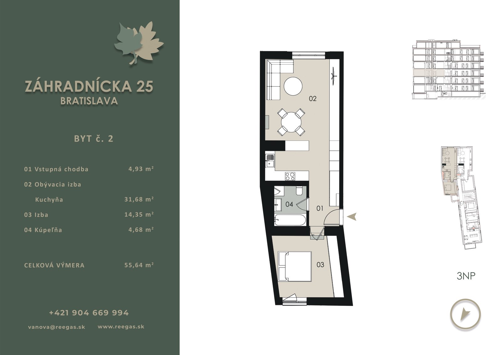 Pôdorys bytu B2 v projekte Záhradnícka 25