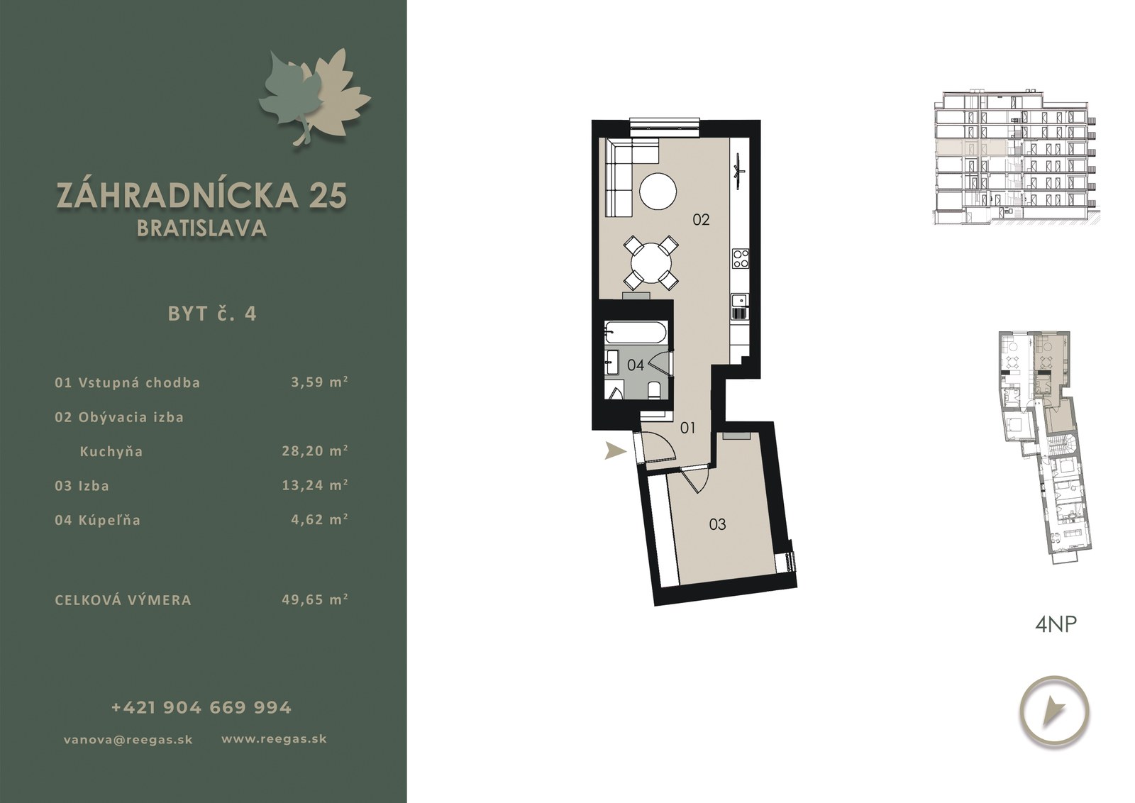 Pôdorys bytu B4 v projekte Záhradnícka 25
