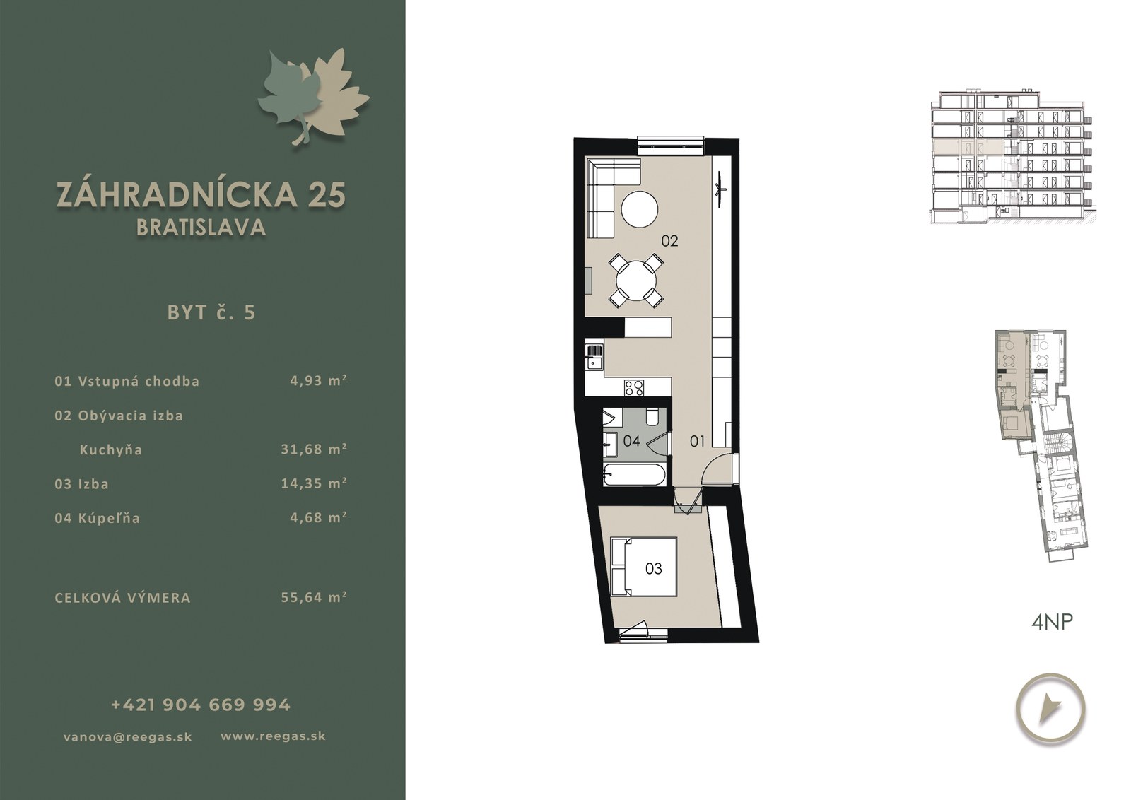Pôdorys bytu B5 v projekte Záhradnícka 25