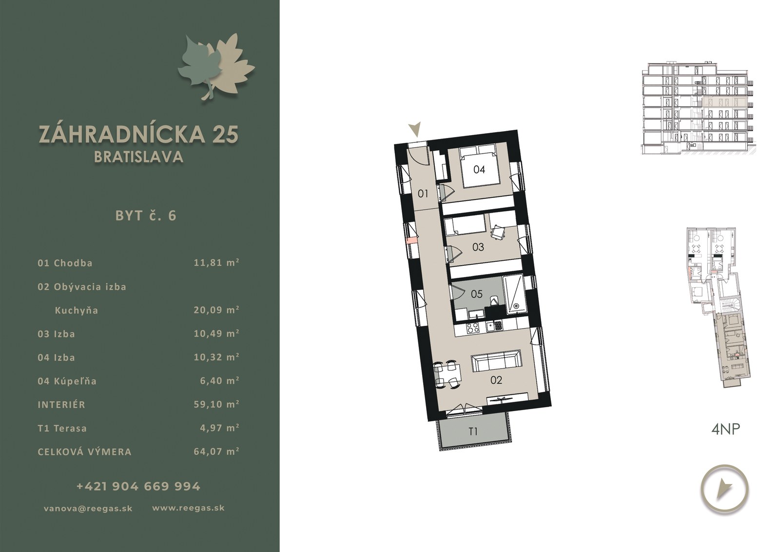 Pôdorys bytu B6 v projekte Záhradnícka 25