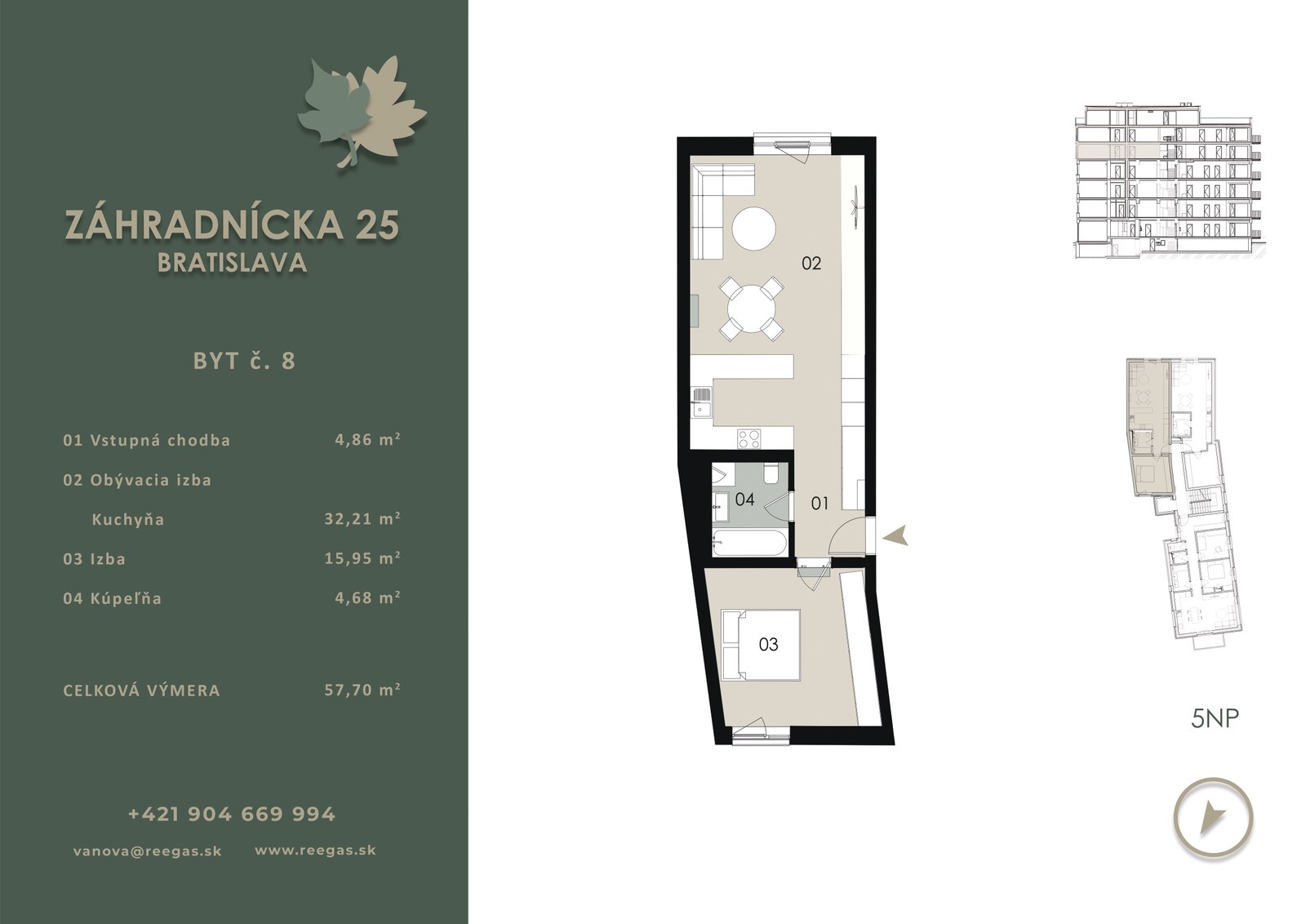 Pôdorys bytu B8 v projekte Záhradnícka 25
